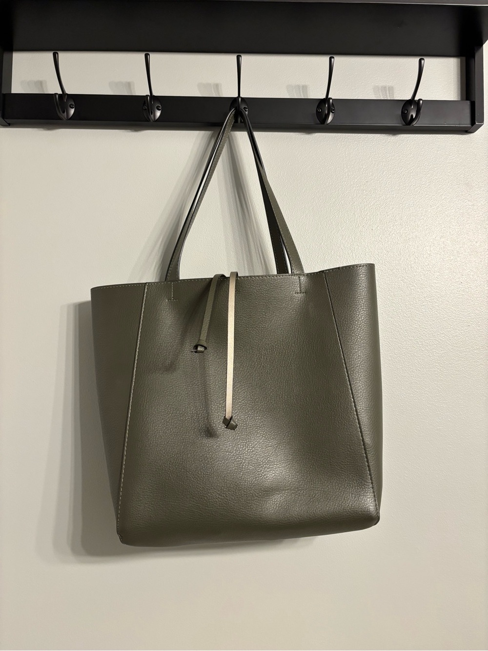 Target Olive Green Pebbled Tote with Neutral Tie